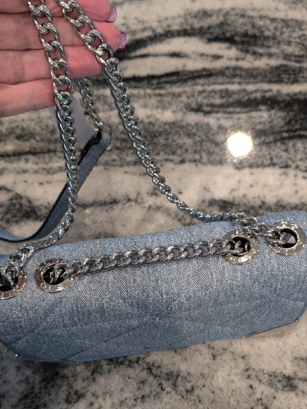 ALDO Quilted Denim Crossbody with Chain Strap - Picture 4 of 6